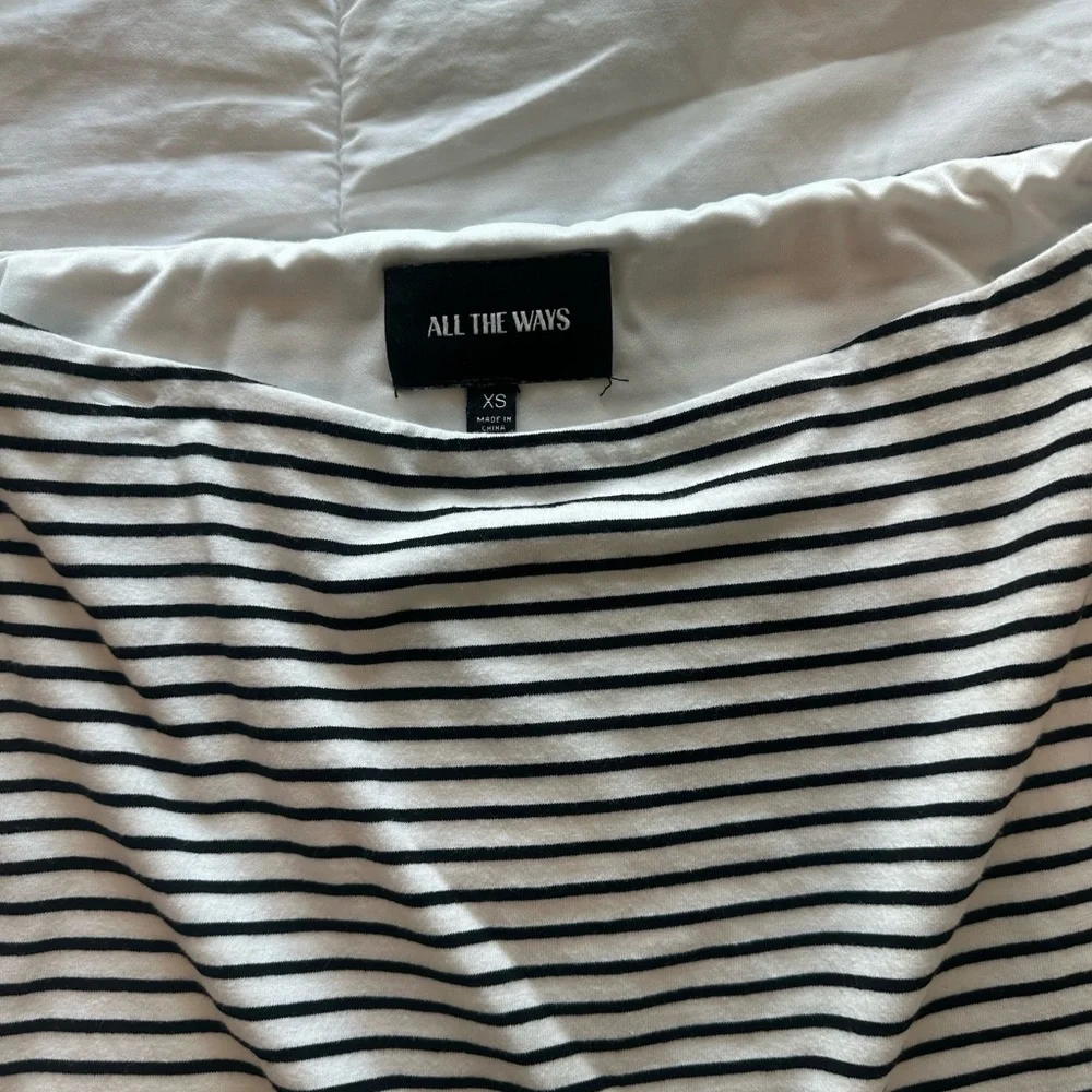 Black and White Striped Women's Skirt - Picture 2 of 3